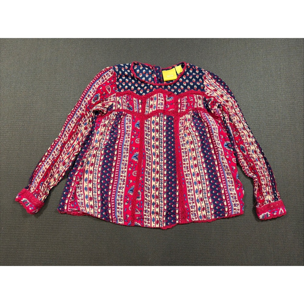 Anthropologie Maeve Women's Gretchen Patchwork Blouse Size 4 Floral Multicolor